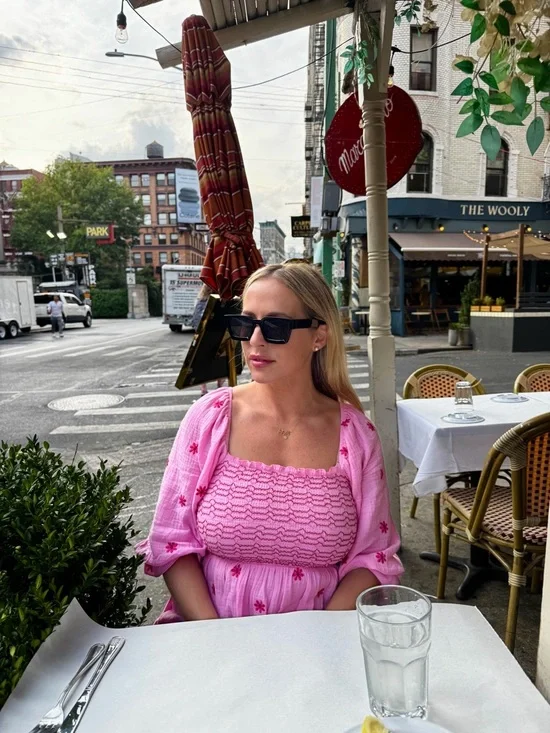 Pink Smocked Maxi Dress with Puff Sleeves - Picture 5 of 9